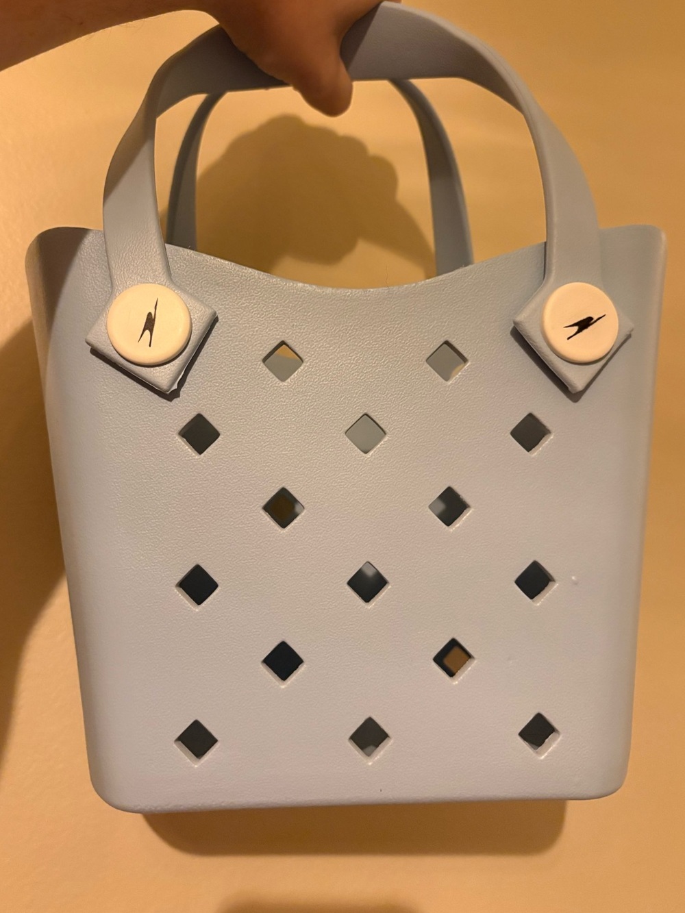 Light Blue Perforated Small Rubber Tote Bag